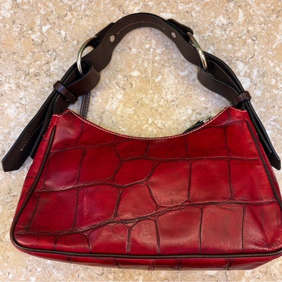 Dooney & Bourke Luna Red Croc Hobo Shoulder Bag Excellent Preowned Gorgeous - Picture 4 of 16